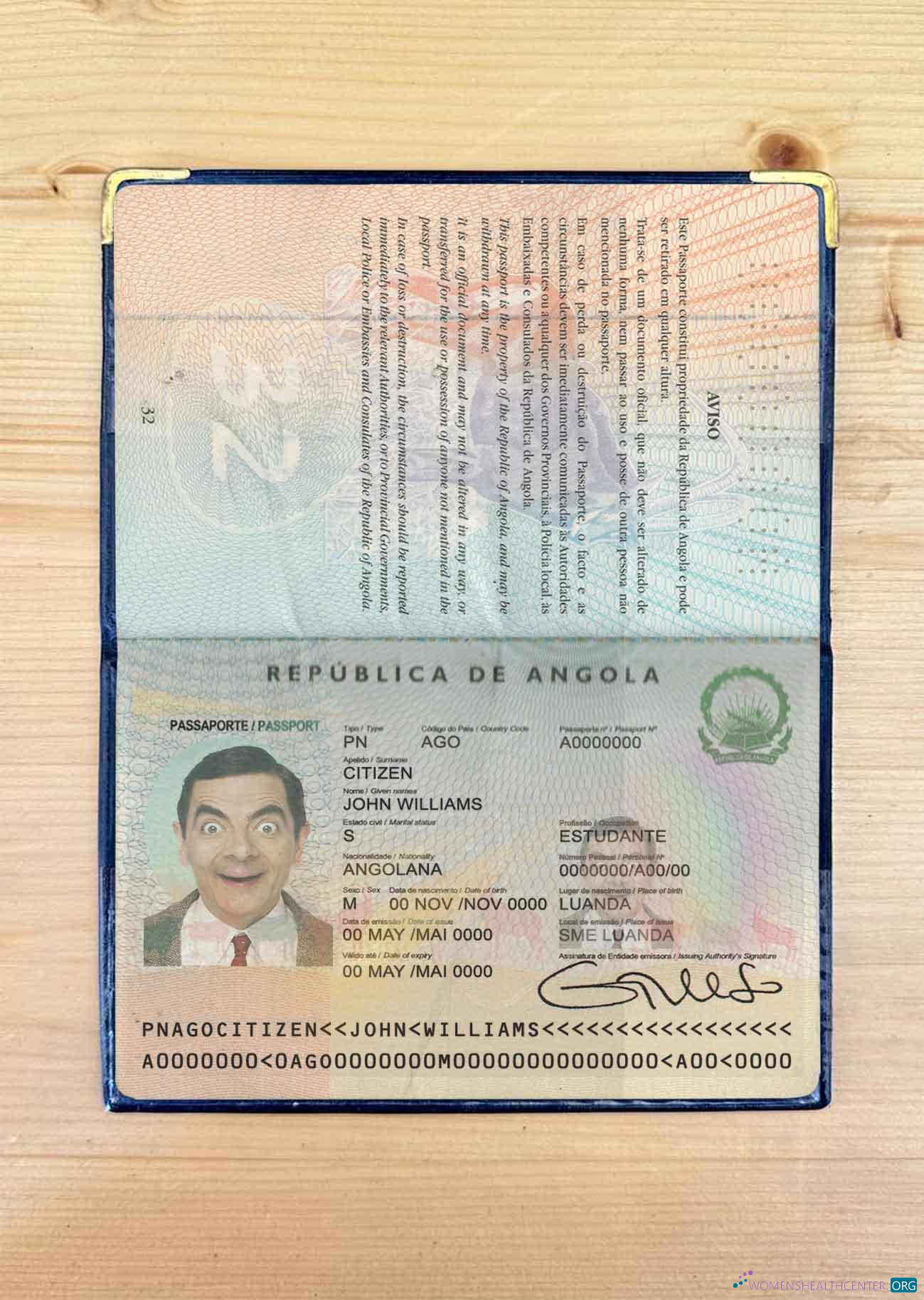 Download Angola passport photo look Photoshop template